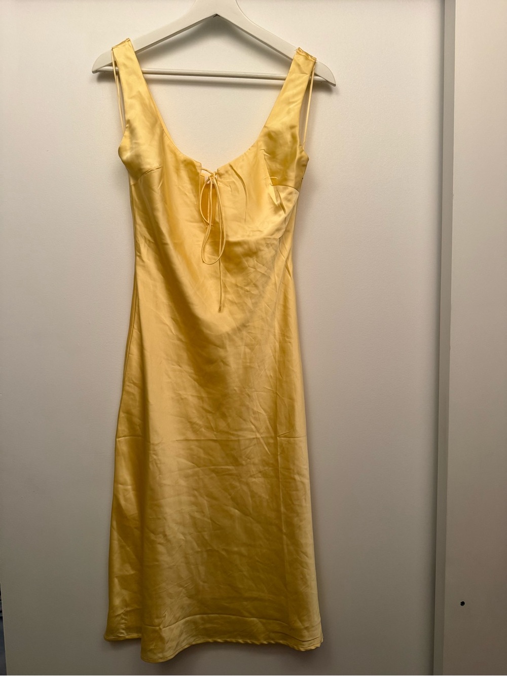 Yellow Satin Tie-Front Slip Dress from latest scoop, size small